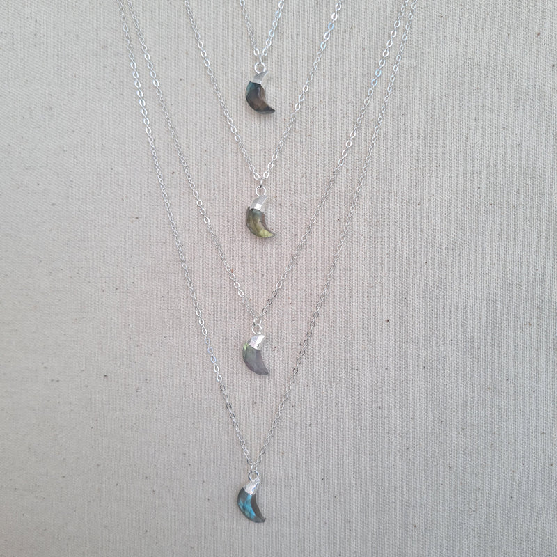 Labradorite Mini Moon Necklace