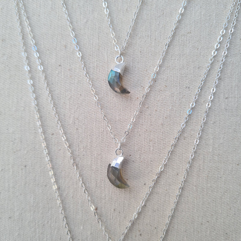 Labradorite Mini Moon Necklace