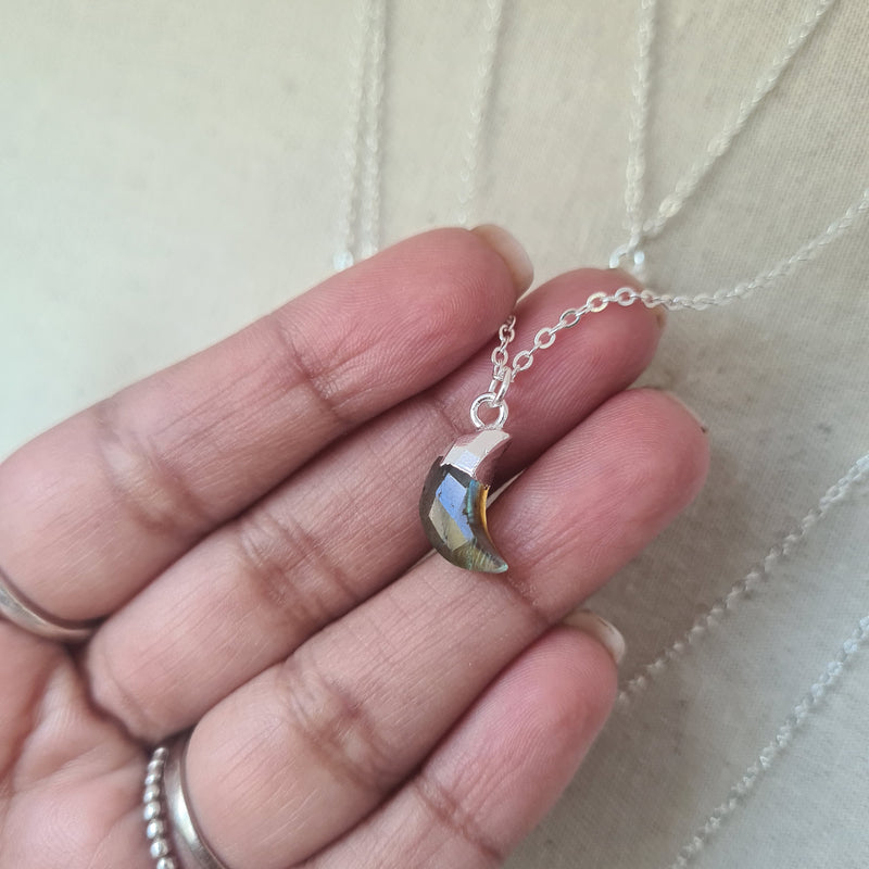 Labradorite Mini Moon Necklace