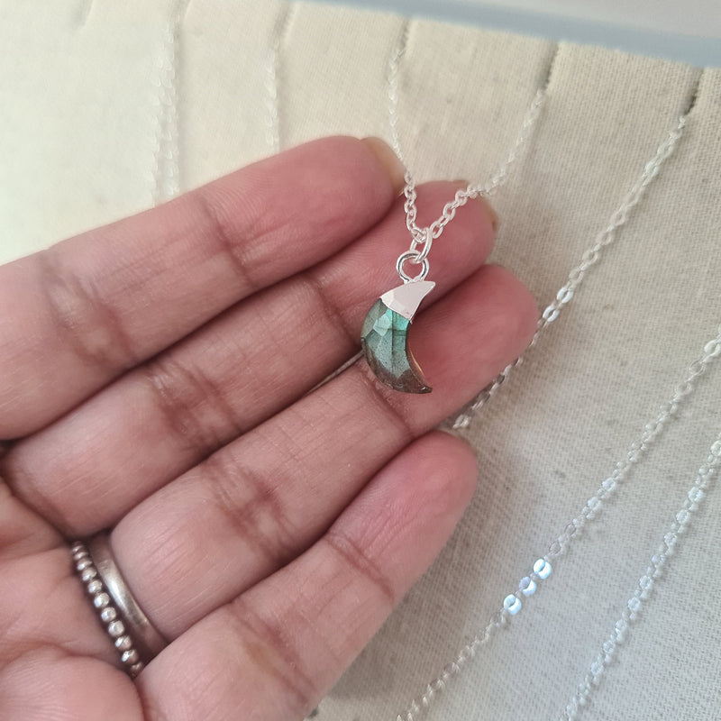 Labradorite Mini Moon Necklace