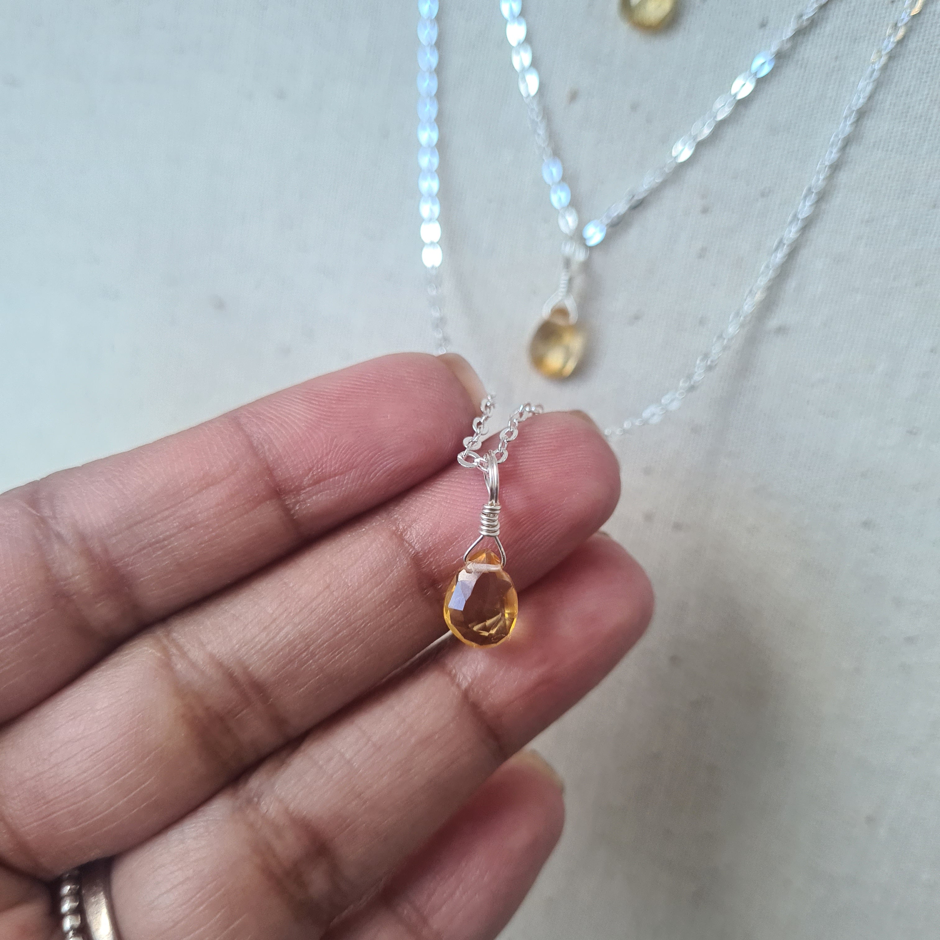 Citrine Necklace ~ Good vibe, Motivation & Success (Silver)