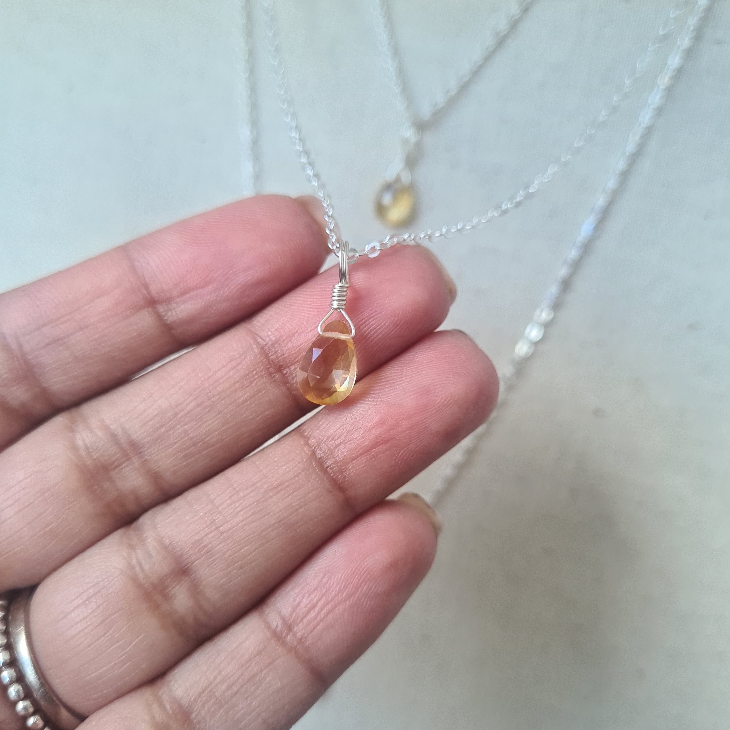 Citrine Necklace ~ Good vibe, Motivation & Success (Silver)