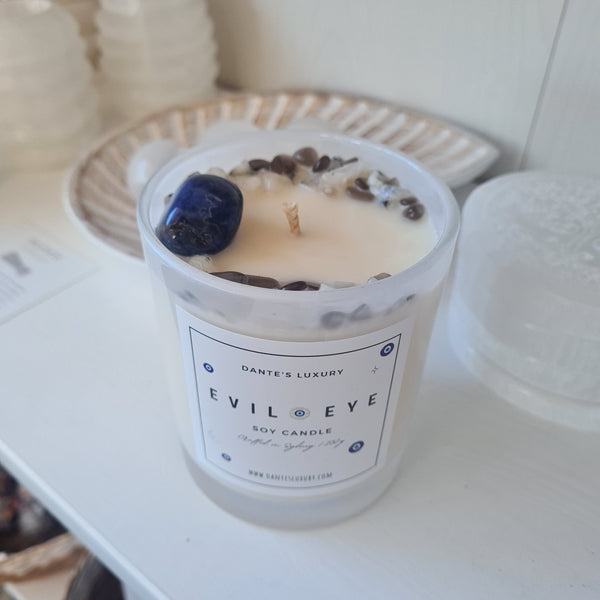Evil Eye ~ Crystal Candle | Bad jujus be gone | Luxe cotton wick