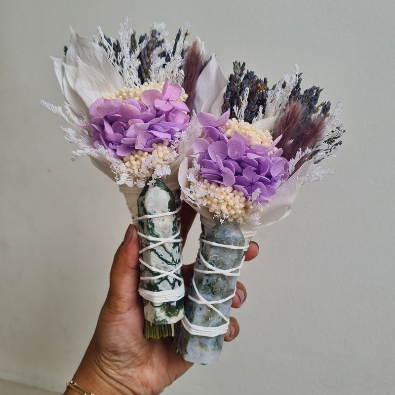 'Grounding Energy' ~ Moss Agate Flower Wand