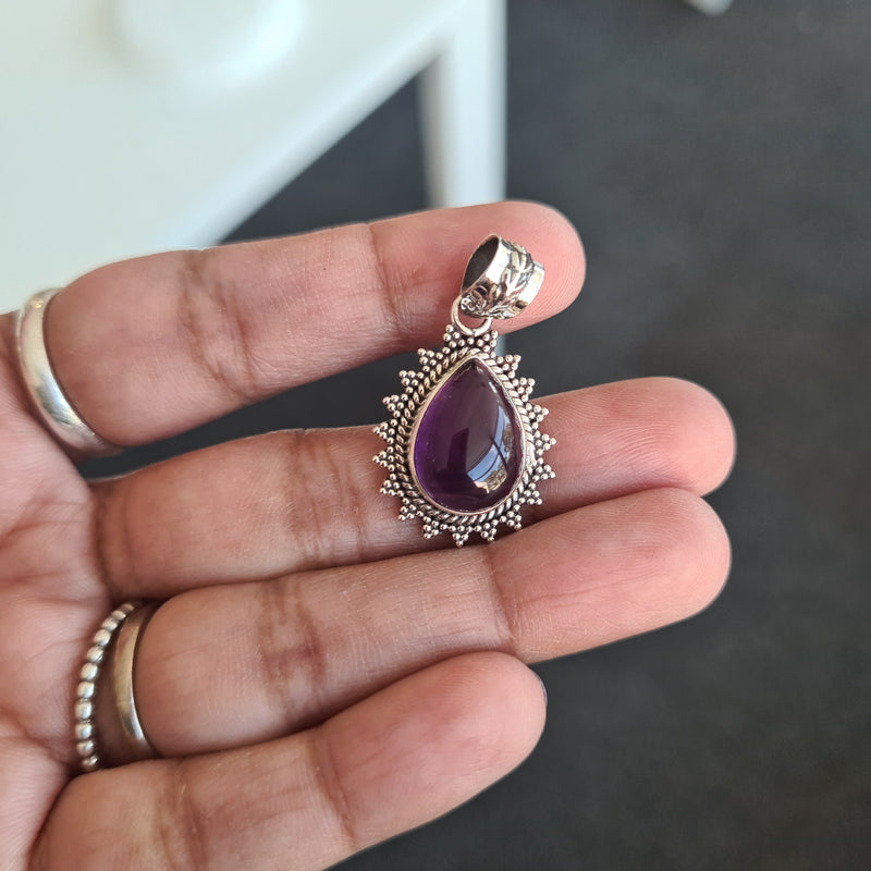 Amethyst Silver Pendant