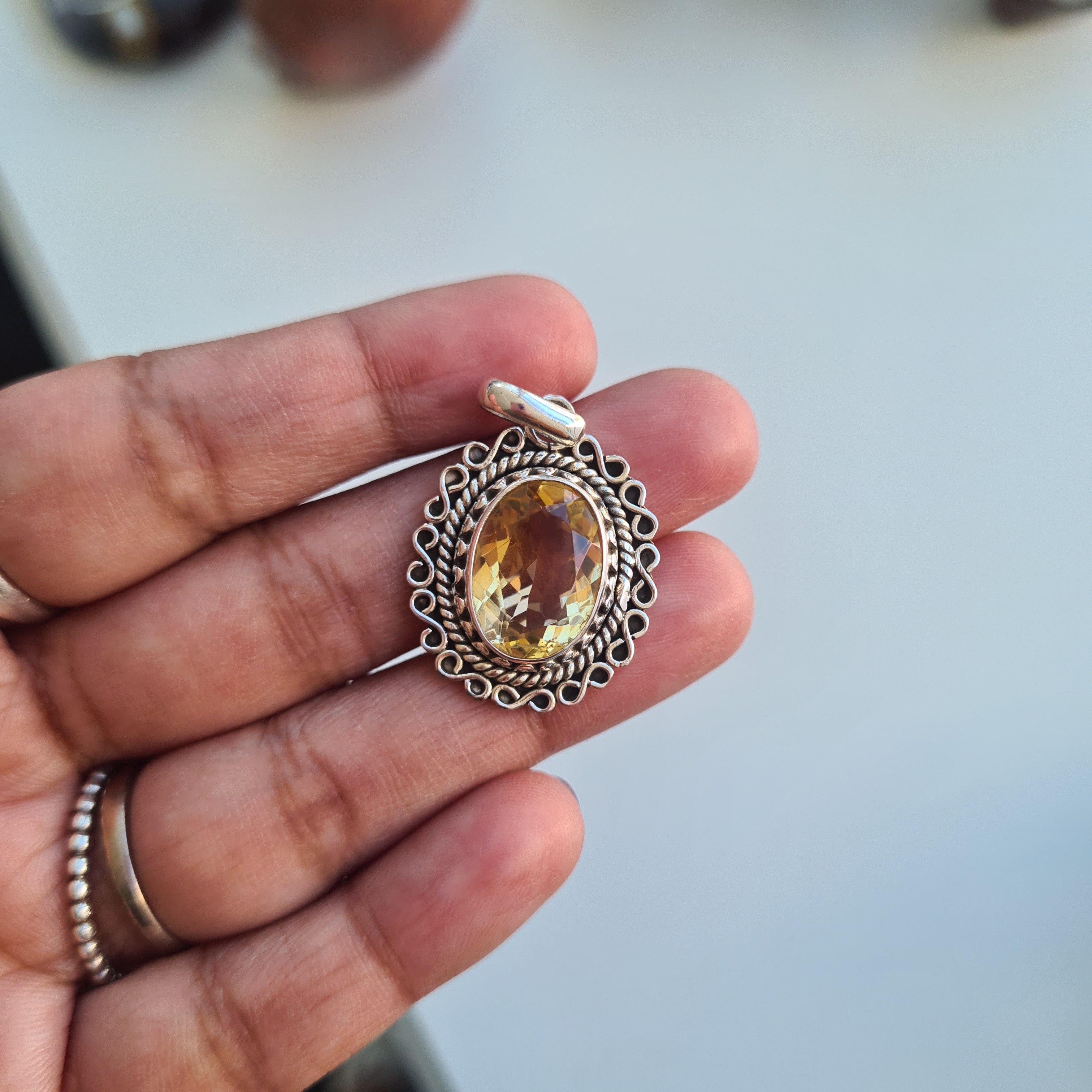 Citrine Silver Pendant