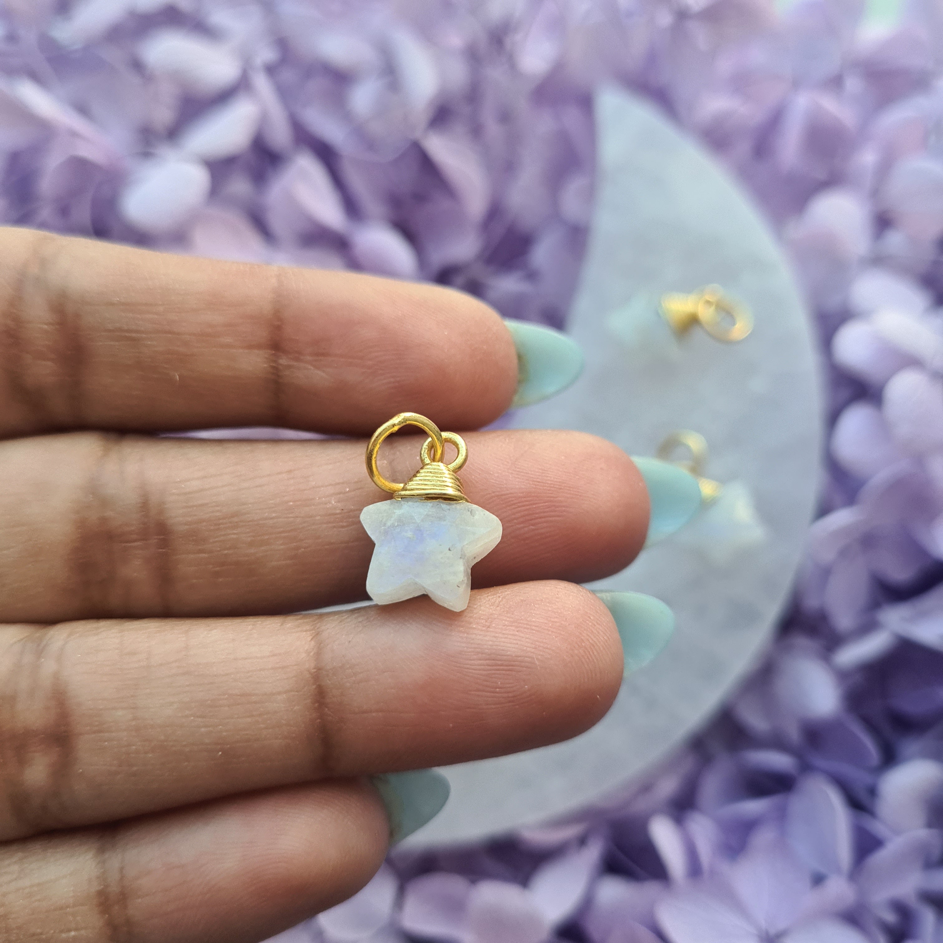 Mini Moonstone Star Pendant ~ Gold