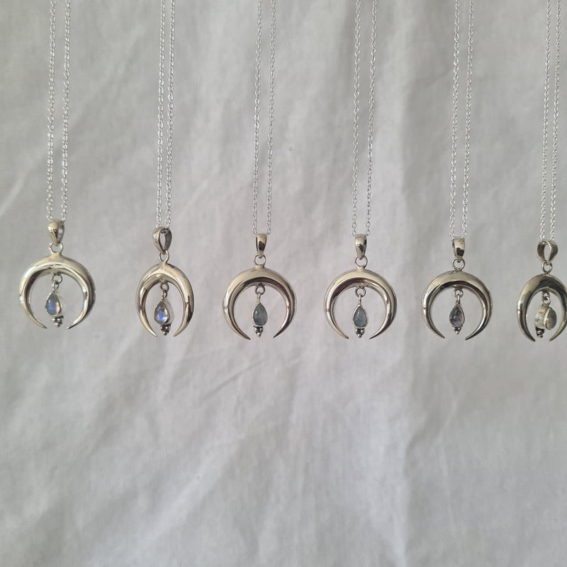 AURORA ~ Crescent Moon Necklace with Moonstone 🌙