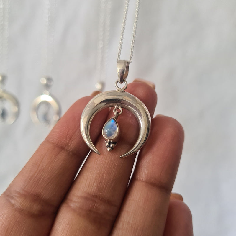 AURORA ~ Crescent Moon Necklace with Moonstone 🌙