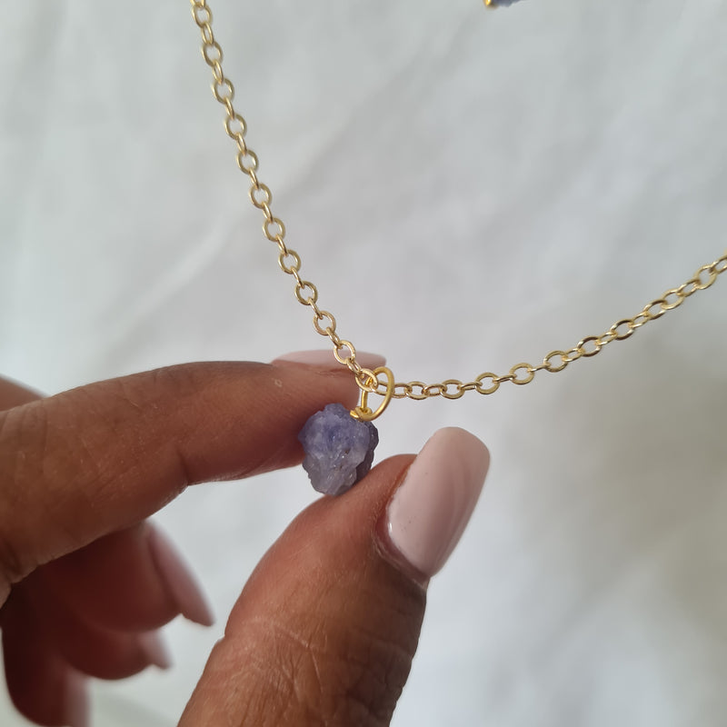Gemini~ Tanzanite Raw Crystal Necklace