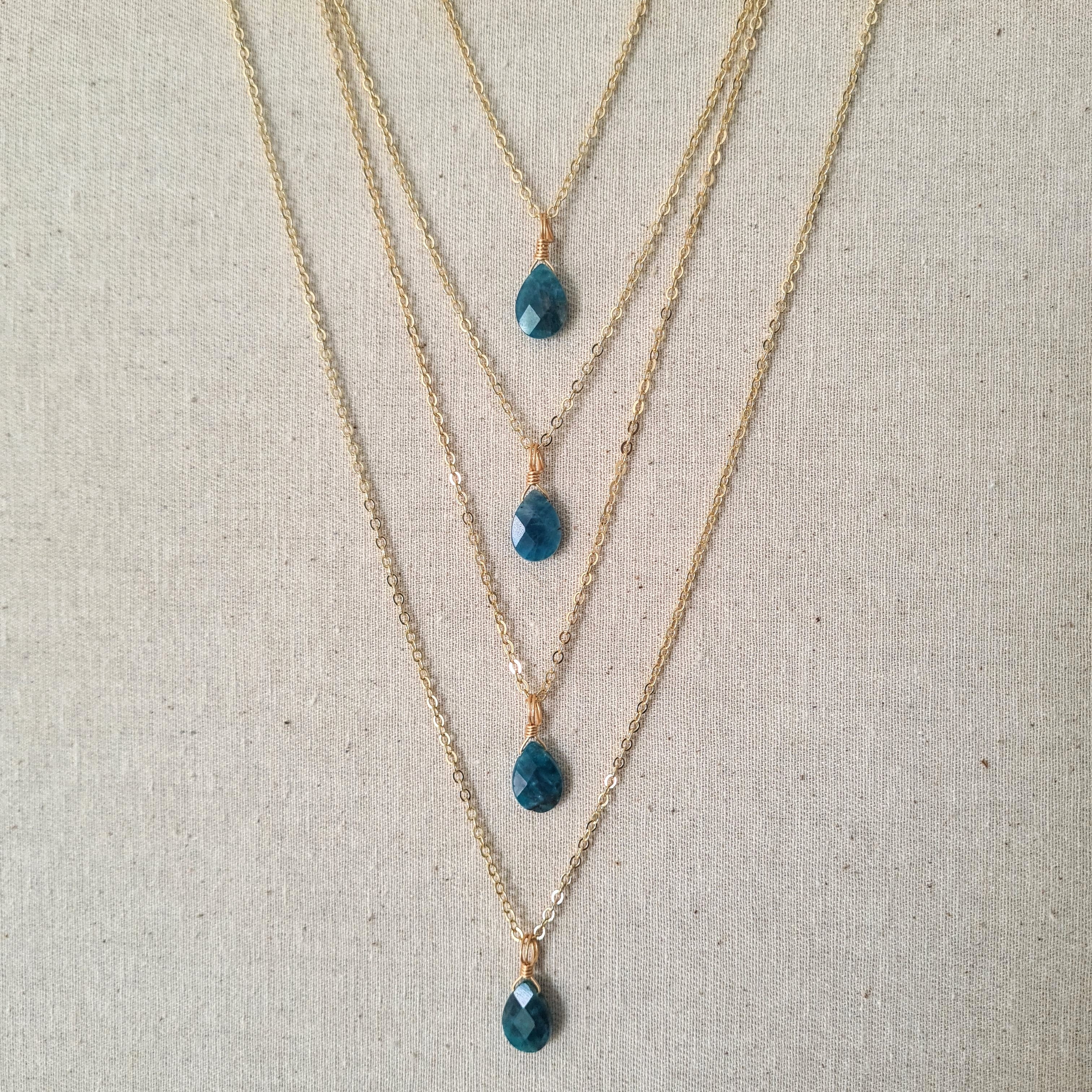 'Blue Apatite' Necklace ~ Peaceful Energy (Gold)