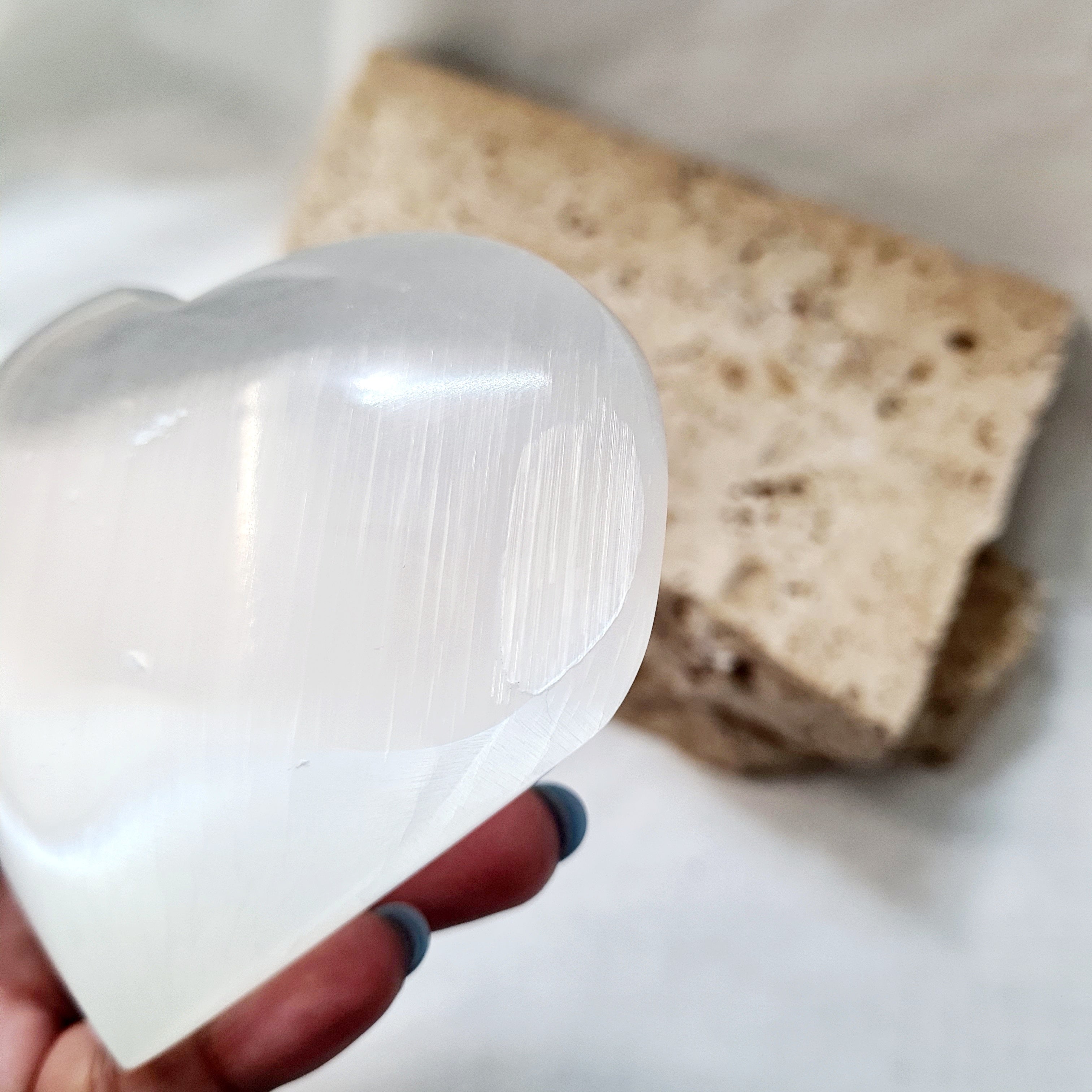 Selenite Puffy Heart | 8 cm