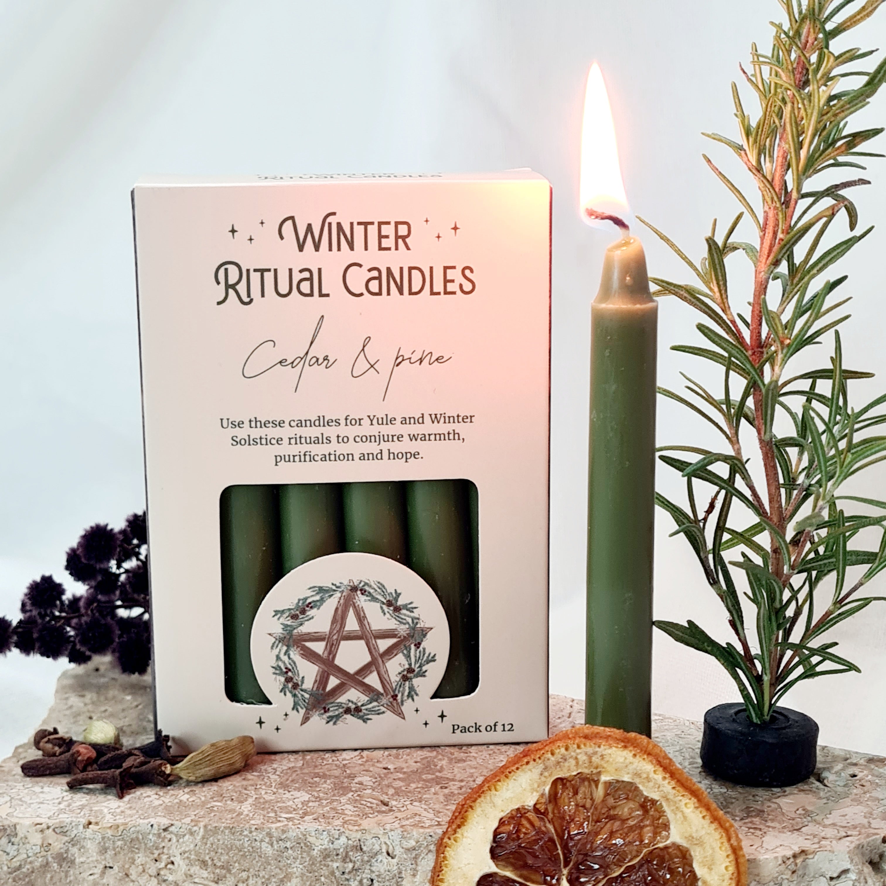 Winter Ritual Candles | Cedar & Pine | (12 Pack)