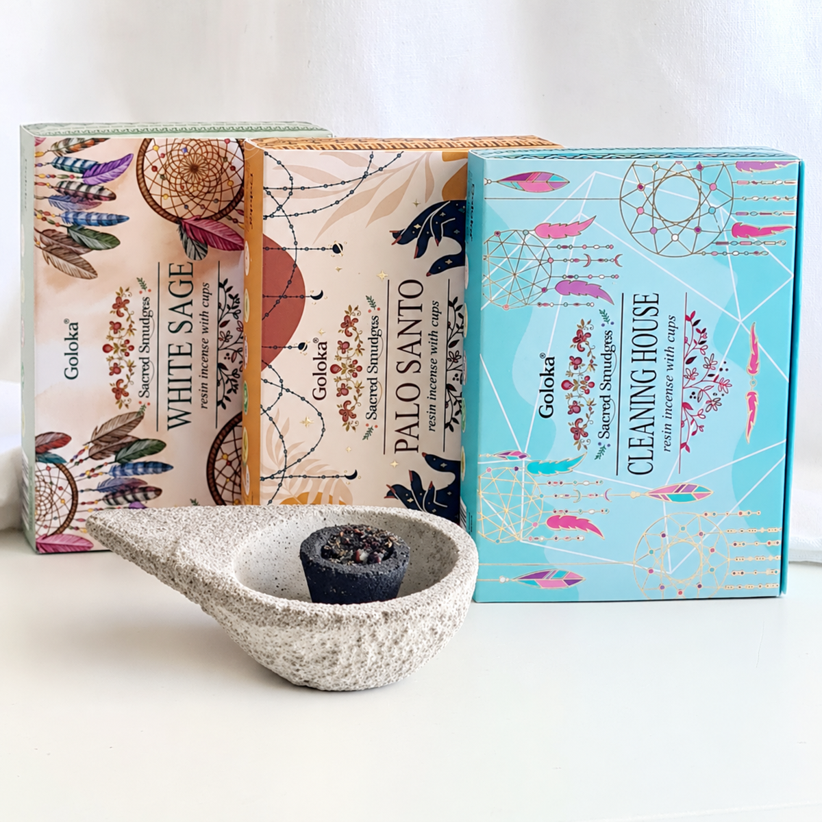 Spiritual Cleanse Set with Smudge Cups & Burner