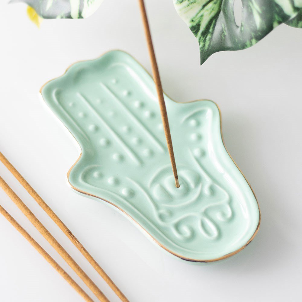 Hamsa Hand Ceramic Incense Stick Holder
