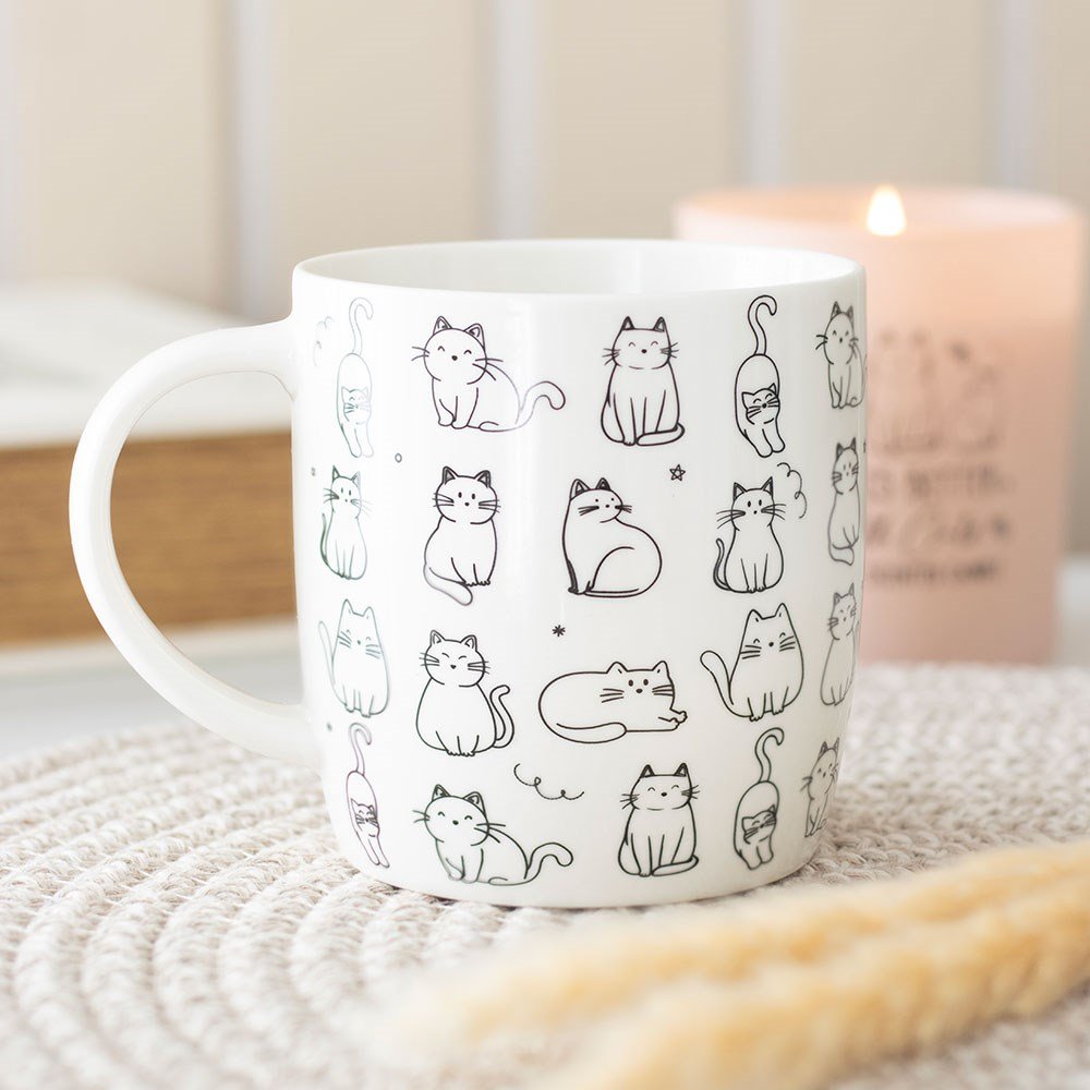 Happy Cat Print Ceramic Mug