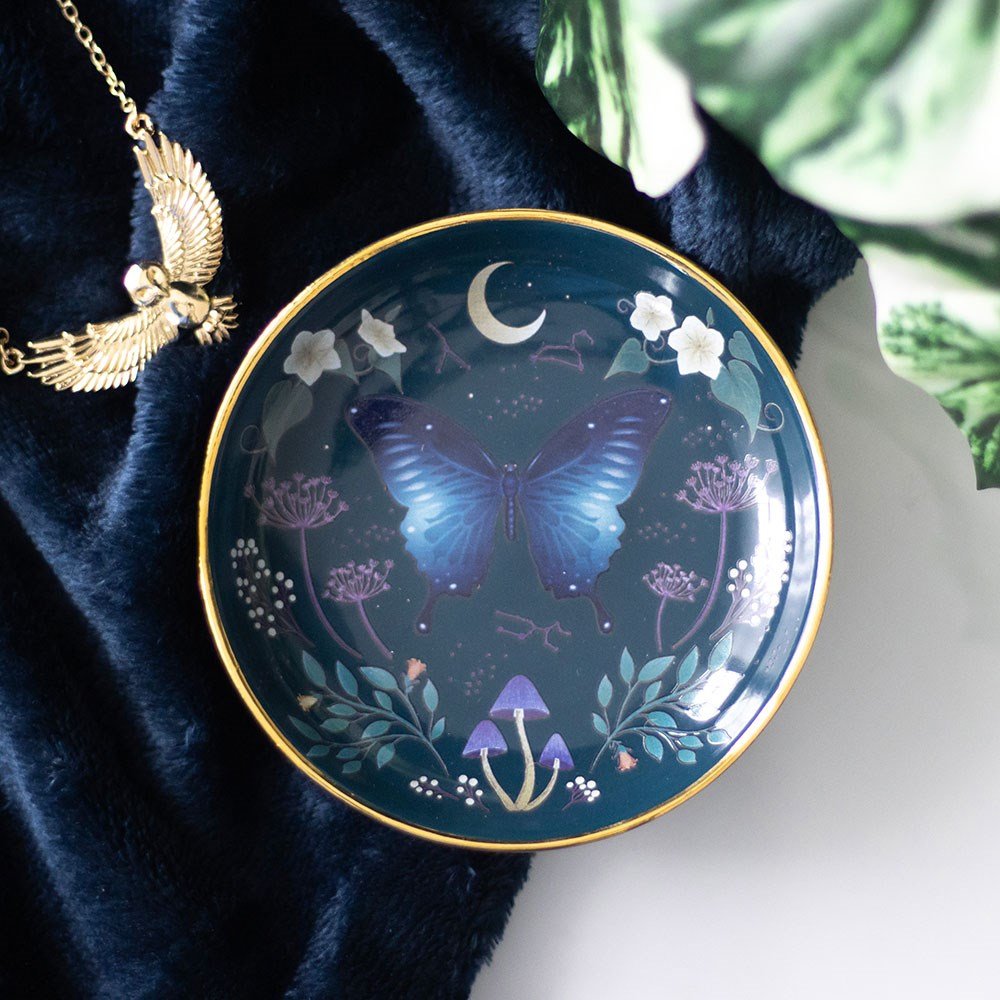 Midnight Moth Ceramic Trinket Dish
