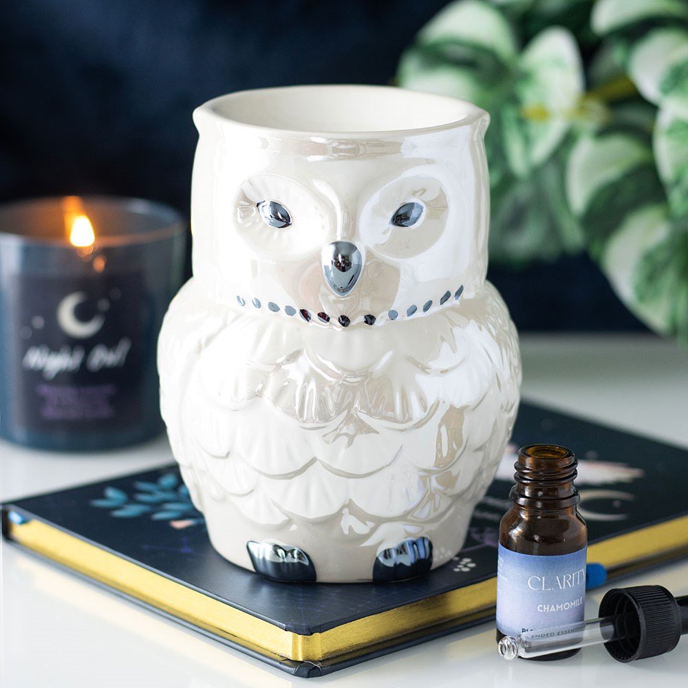 Owl Shaped Ceramic Iridescent Oil Burner