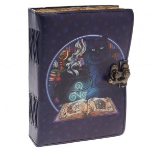 Cauldron Cat Print Leather Journal (12cm x 17cm)