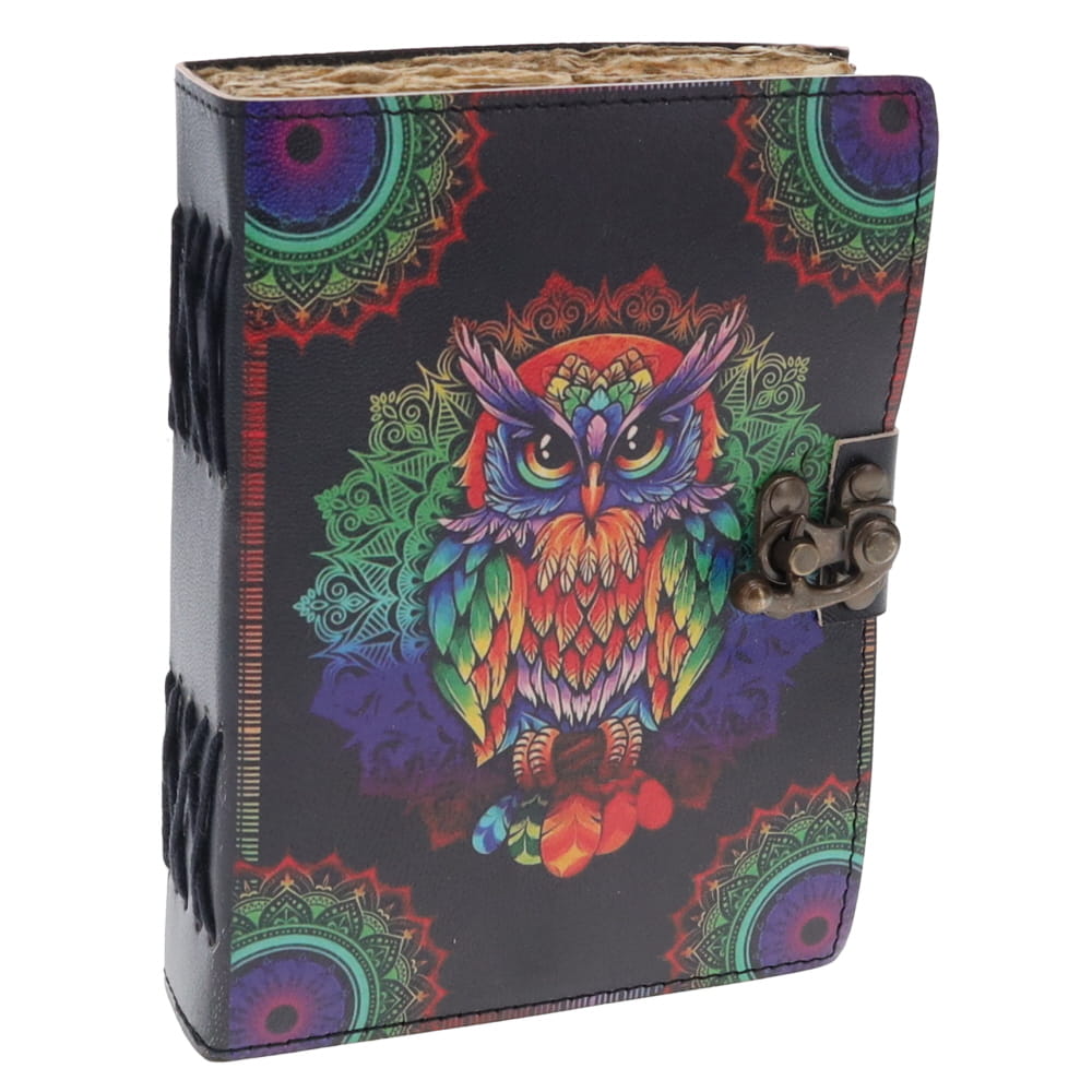 Owl Print Leather Journal (12cm x 17cm)