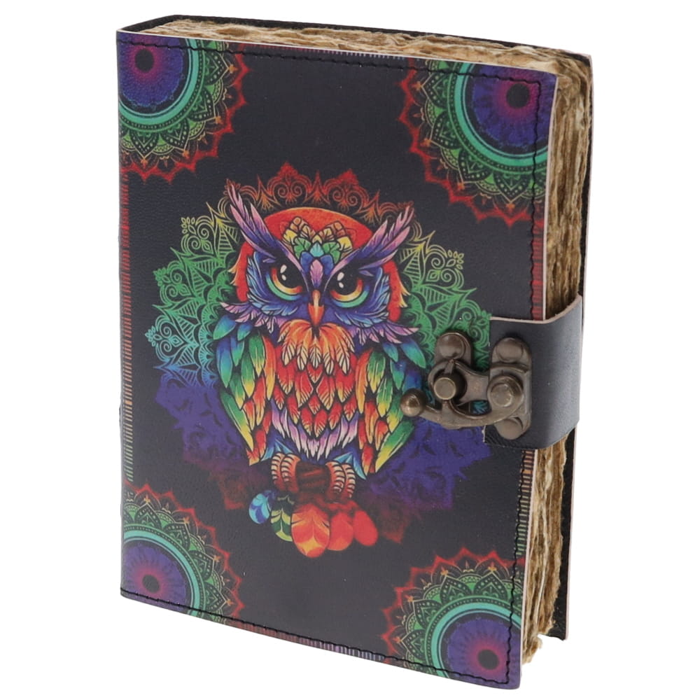 Owl Print Leather Journal (12cm x 17cm)