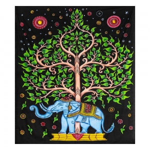 Elephant Tree Hand-Brushed Tapestry | Cotton