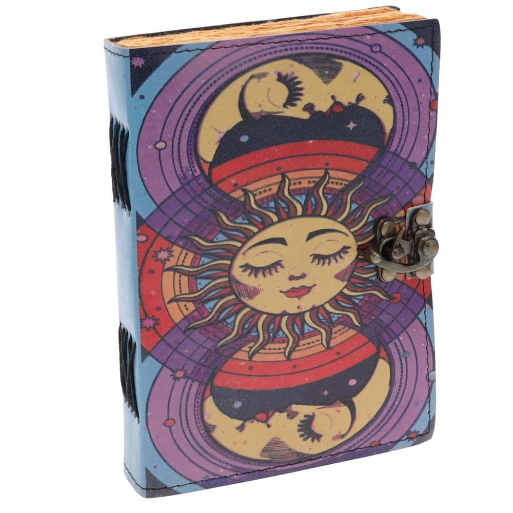 Sun Moon Colour Printed Leather Journal (12cm x 17cm)