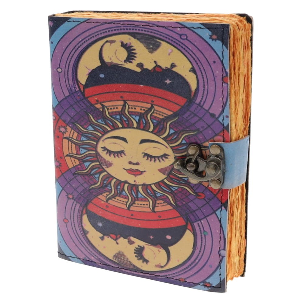 Sun Moon Colour Printed Leather Journal (12cm x 17cm)