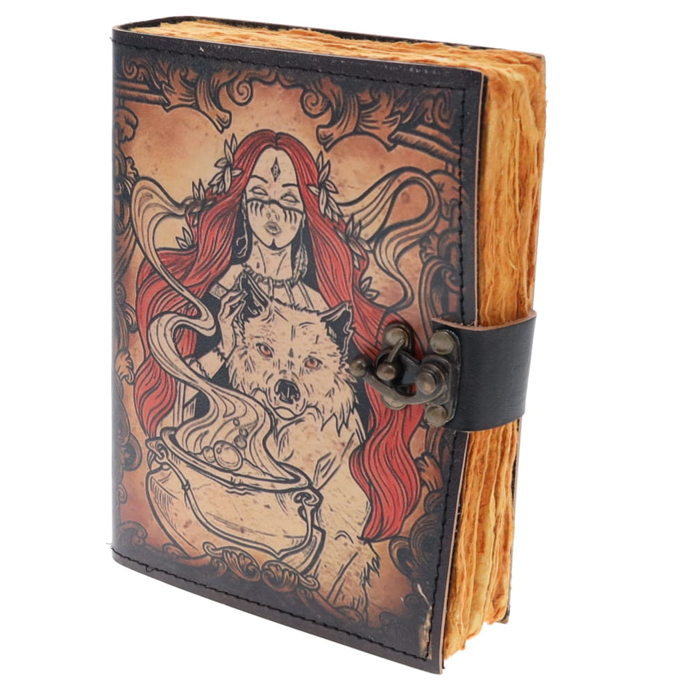 Cauldron Witch Print Leather Journal (12cm x 17cm)