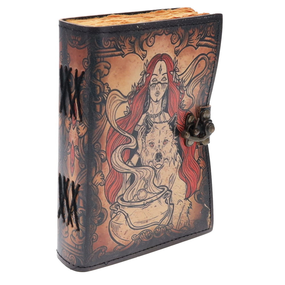 Cauldron Witch Print Leather Journal (12cm x 17cm)