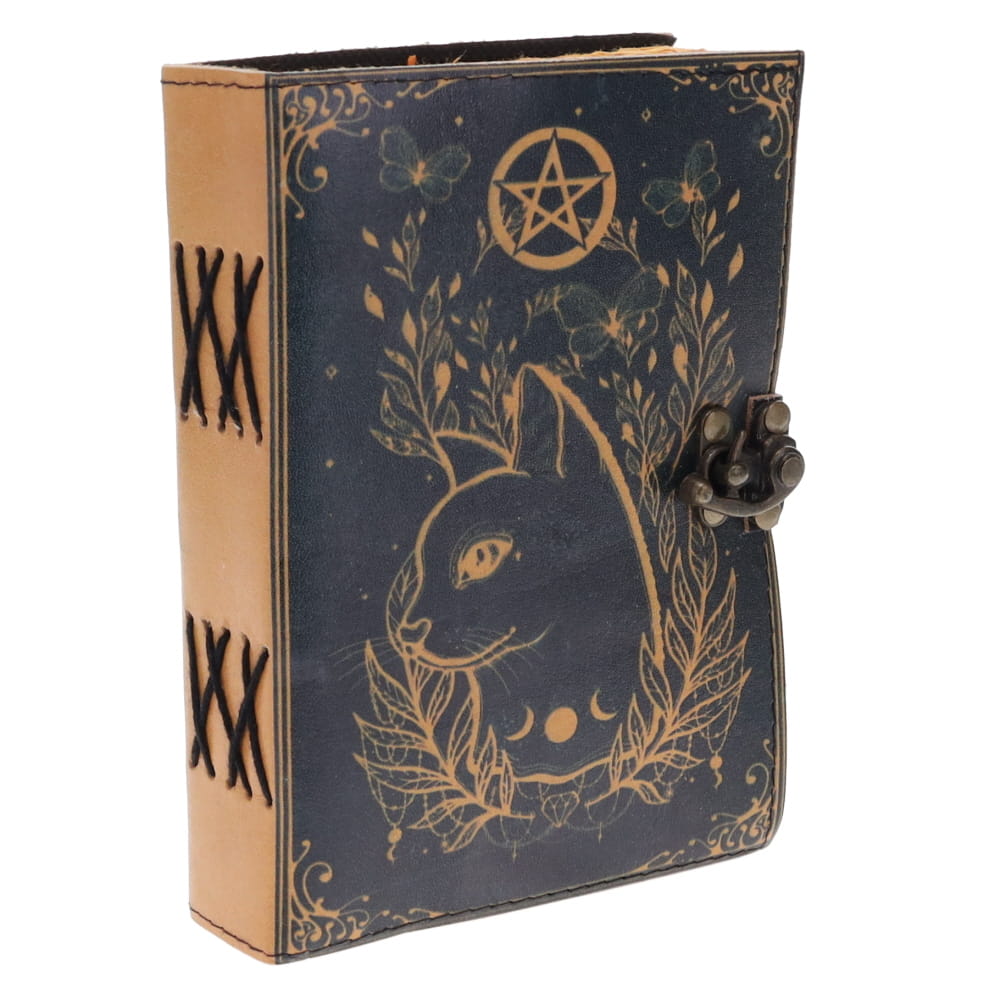 Pentacle Cat Leather Journal (12cm x 17cm)