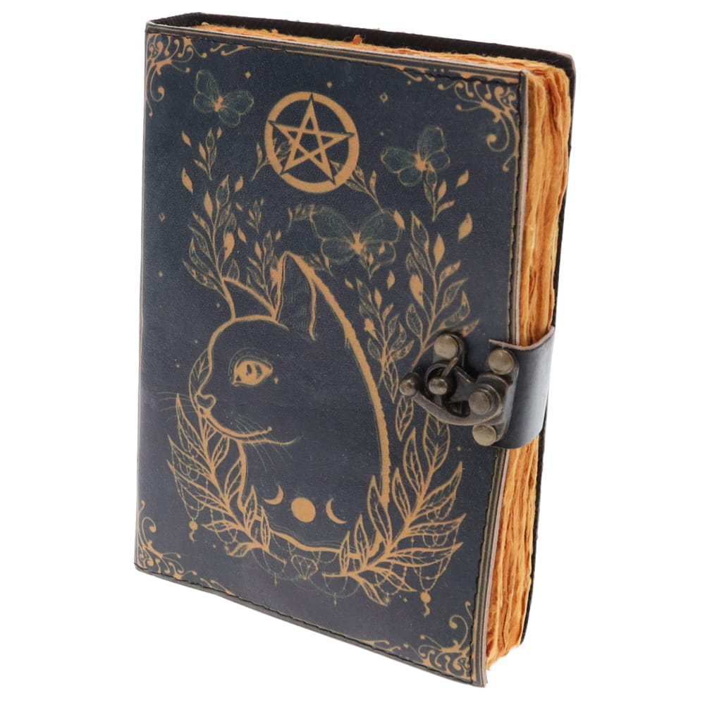 Pentacle Cat Leather Journal (12cm x 17cm)