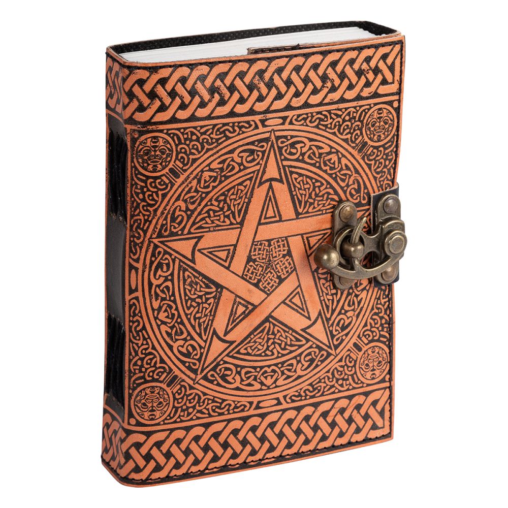 Pentacle Gold Leather Journal (12cm x 18cm)