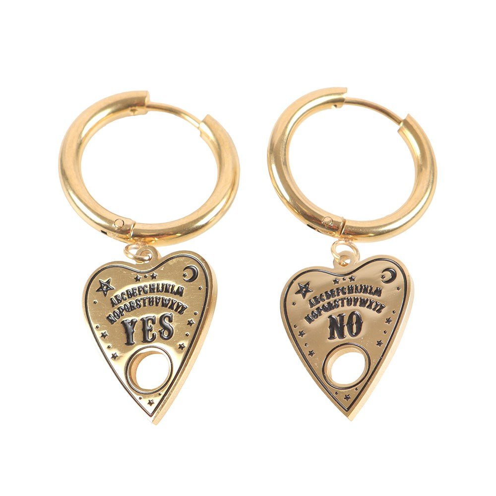 Gold Tone Talking Board Planchette Dangle Earrings