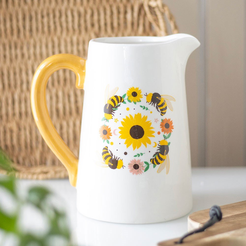 Summer Bee and Sunflower | Ceramic Flower Jug