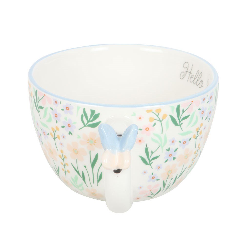 Ditsy Floral Print Ceramic Mug With Butterfly