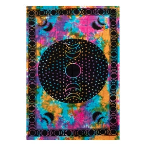 Moon Phases Tie Dye Tapestry | Cotton