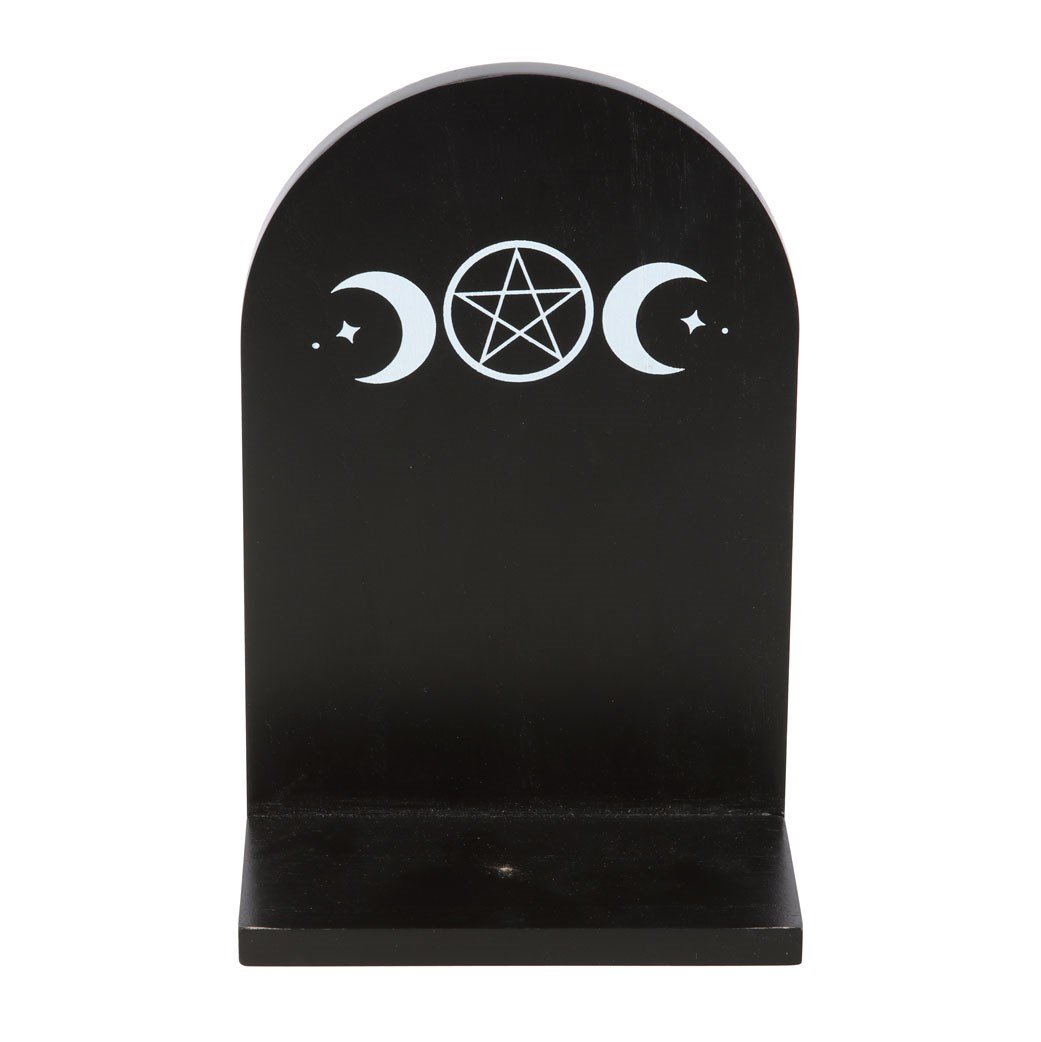 Black Triple Moon Wooden Incense Holder Shelf