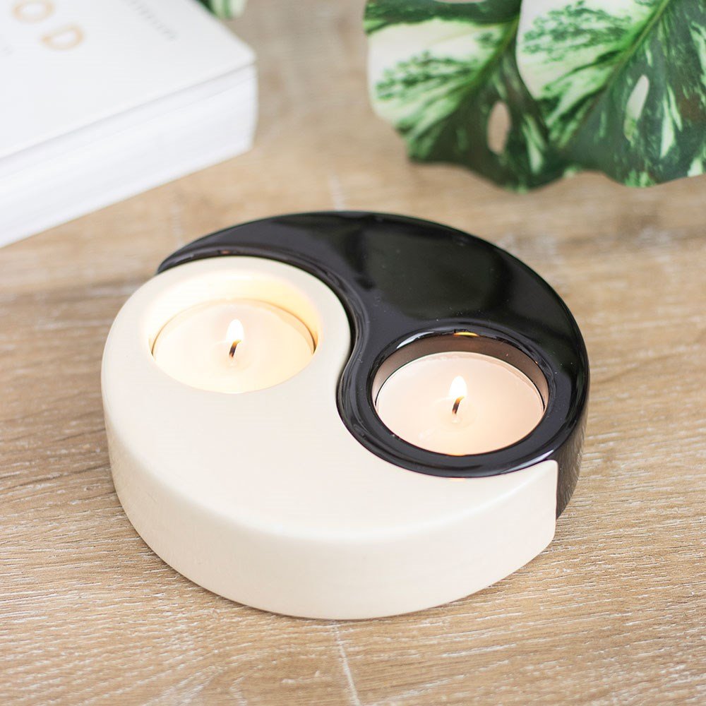 Crescent Calm Tealight Holder | ying and yang