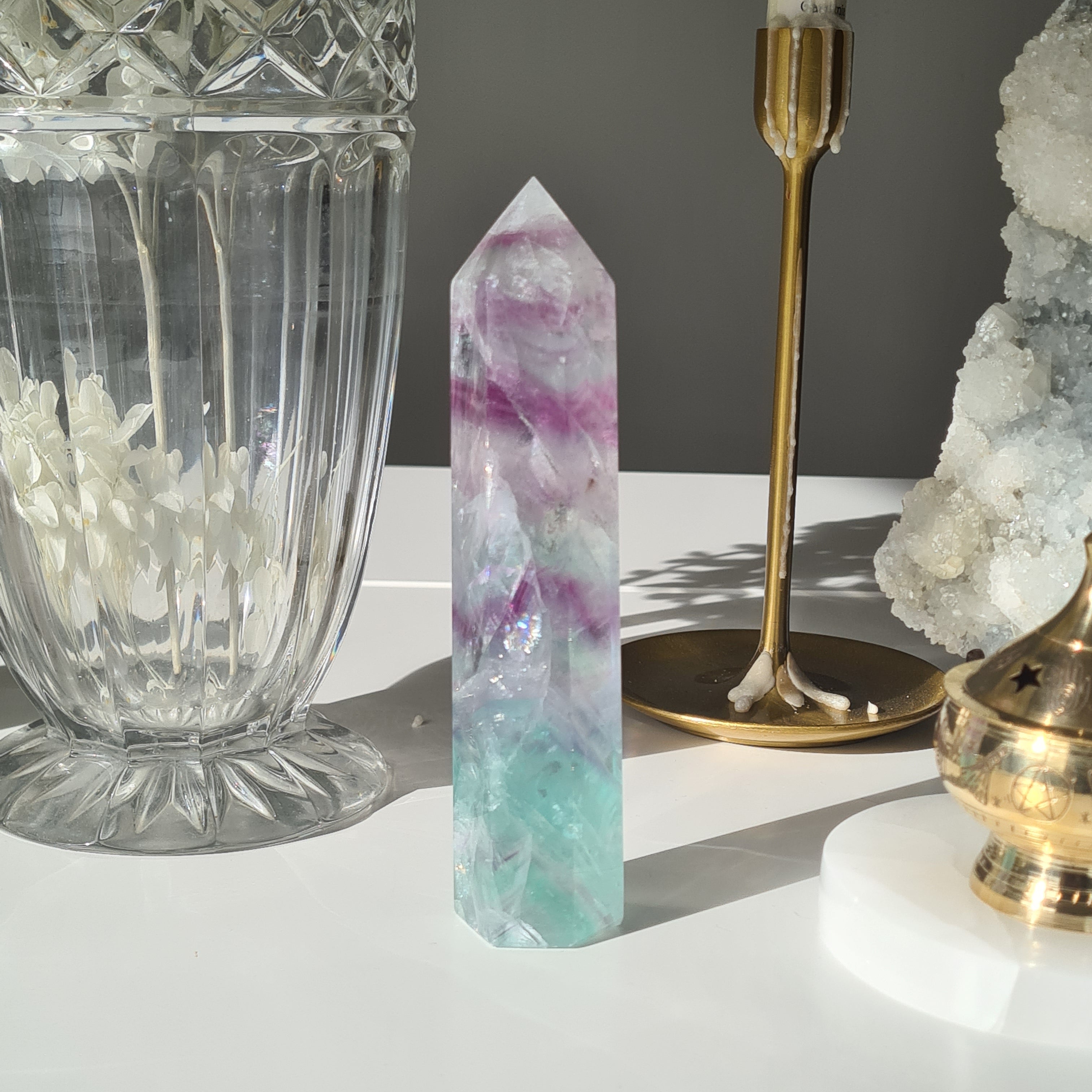 Fluorite Tower | Calm Clarity & Grounded Focus | 16 cm