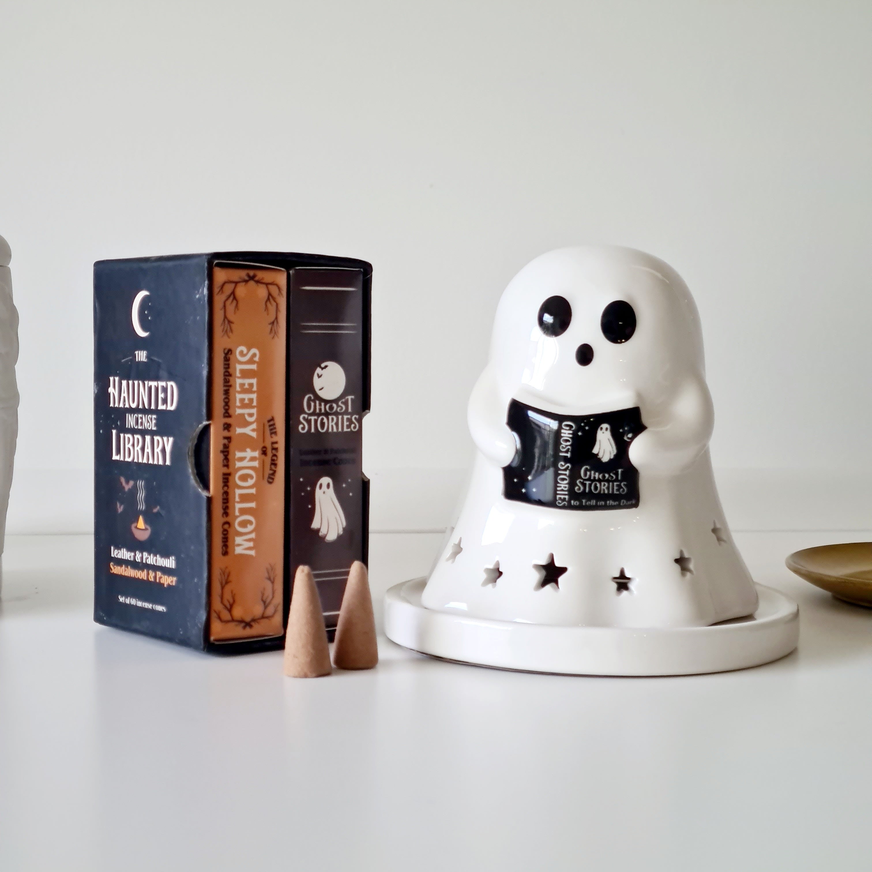 The Quiet Ghost Reader | Ghost Incense Burner + Haunted Incense Library Cones