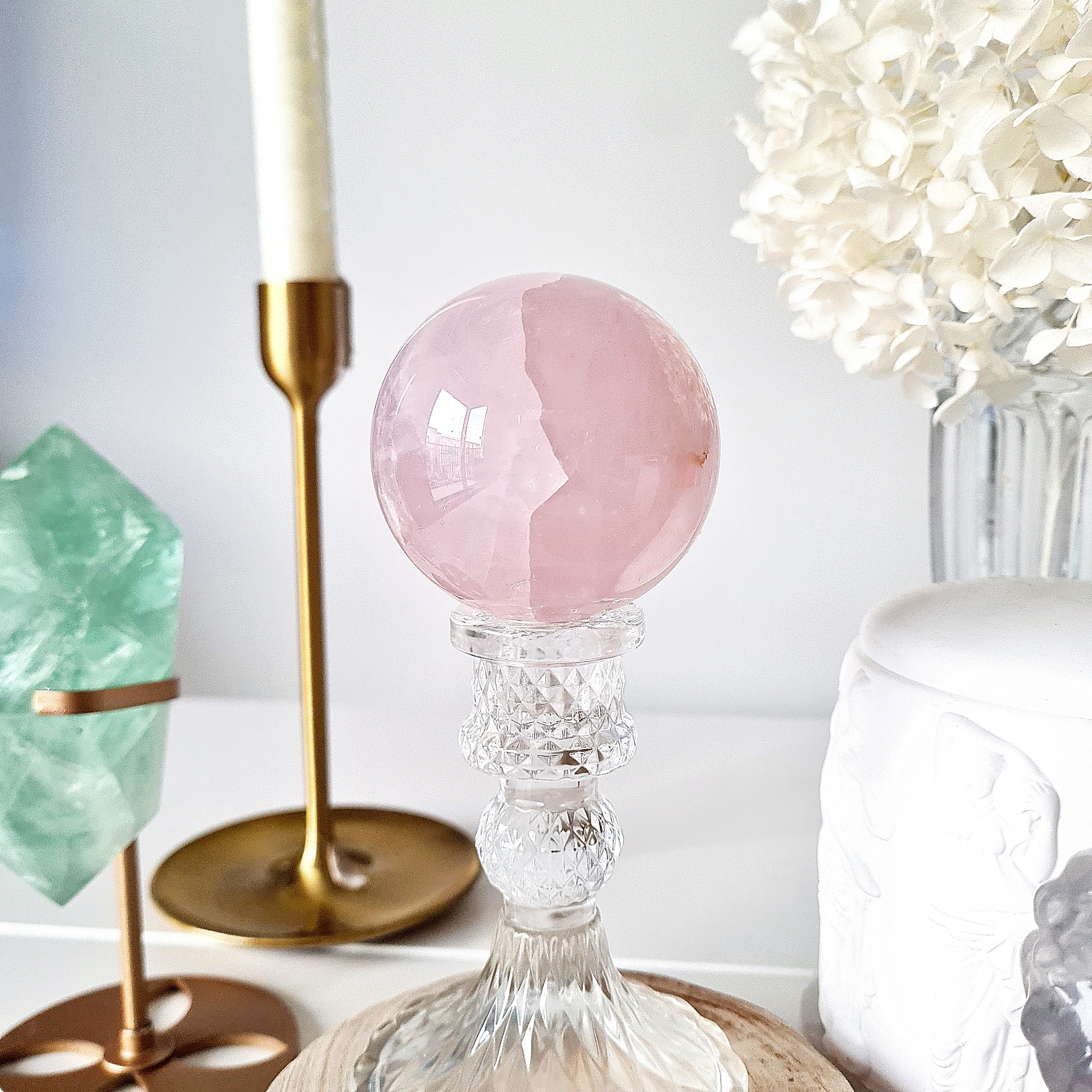 Rose Quartz | Crystal Orb with stand | 339 g