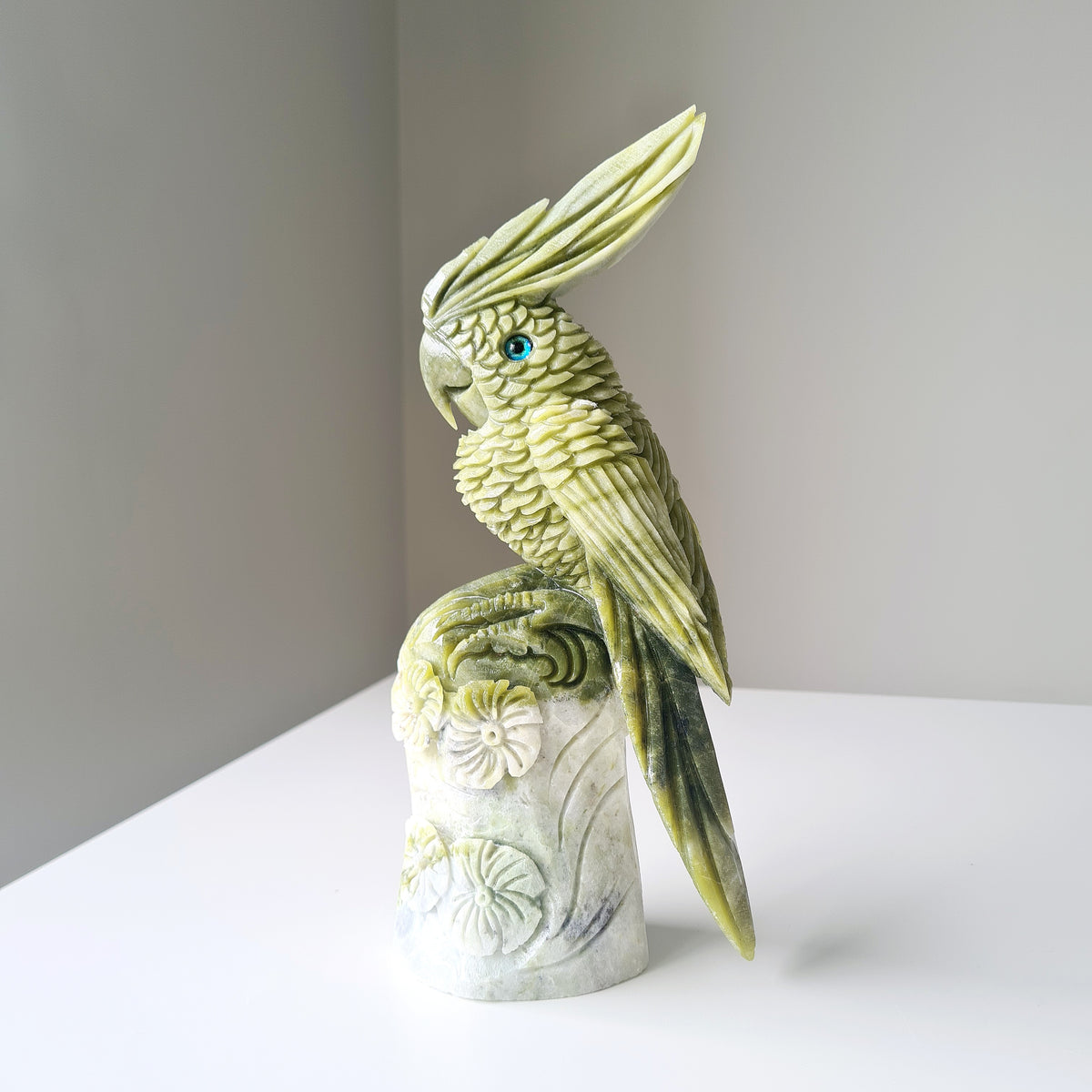 Jade Crystal Bird | 25 cm tall | Handcarved