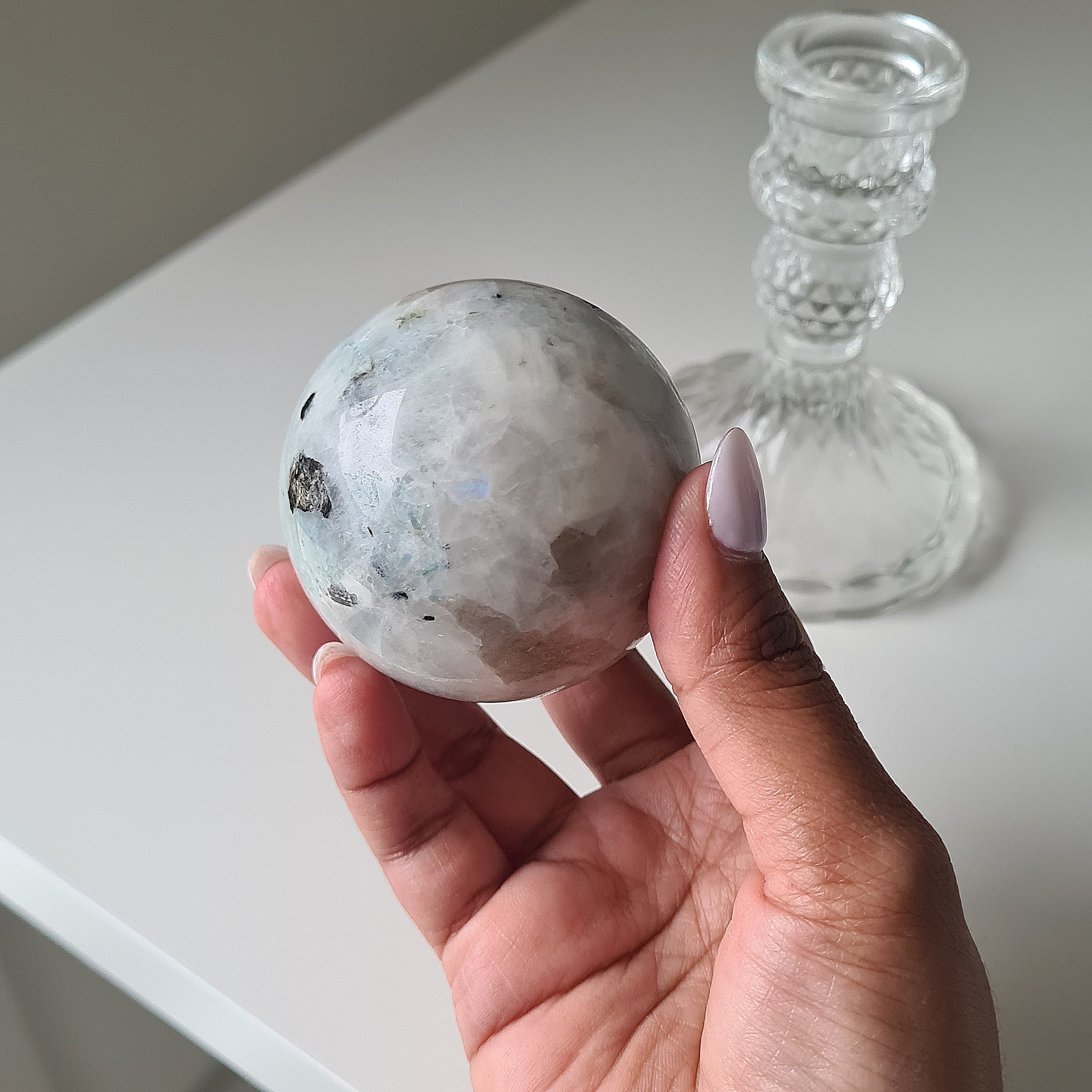 Moonstone 🌙 Sphere with stand | A | 5.4 cm Sphere
