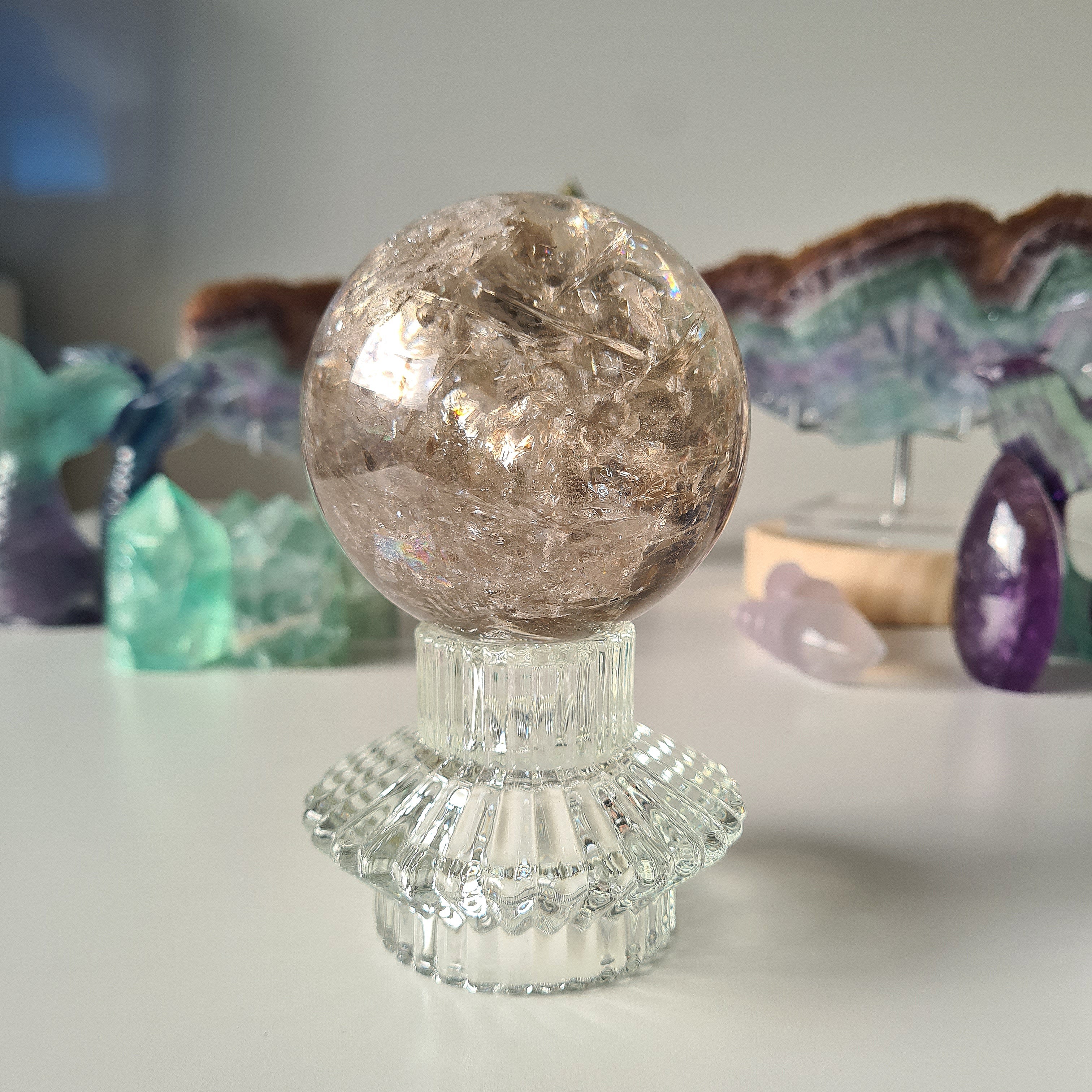 Smokey Citrine Sphere with stand | 600 | 1B