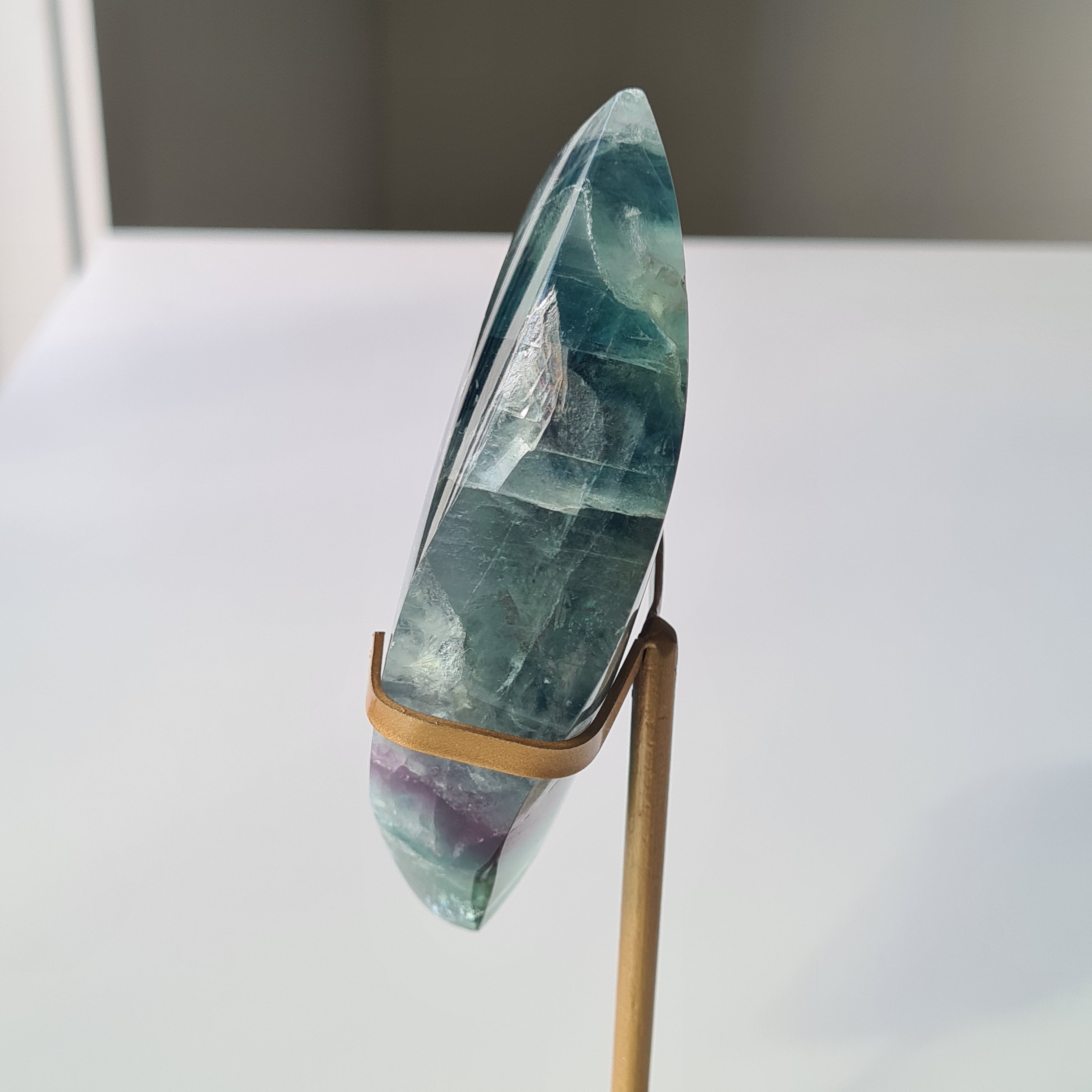 Dreamy Fluorite on Stand | Natural imperfections visible | More green in naked eyes | 19 Cm tall with stand