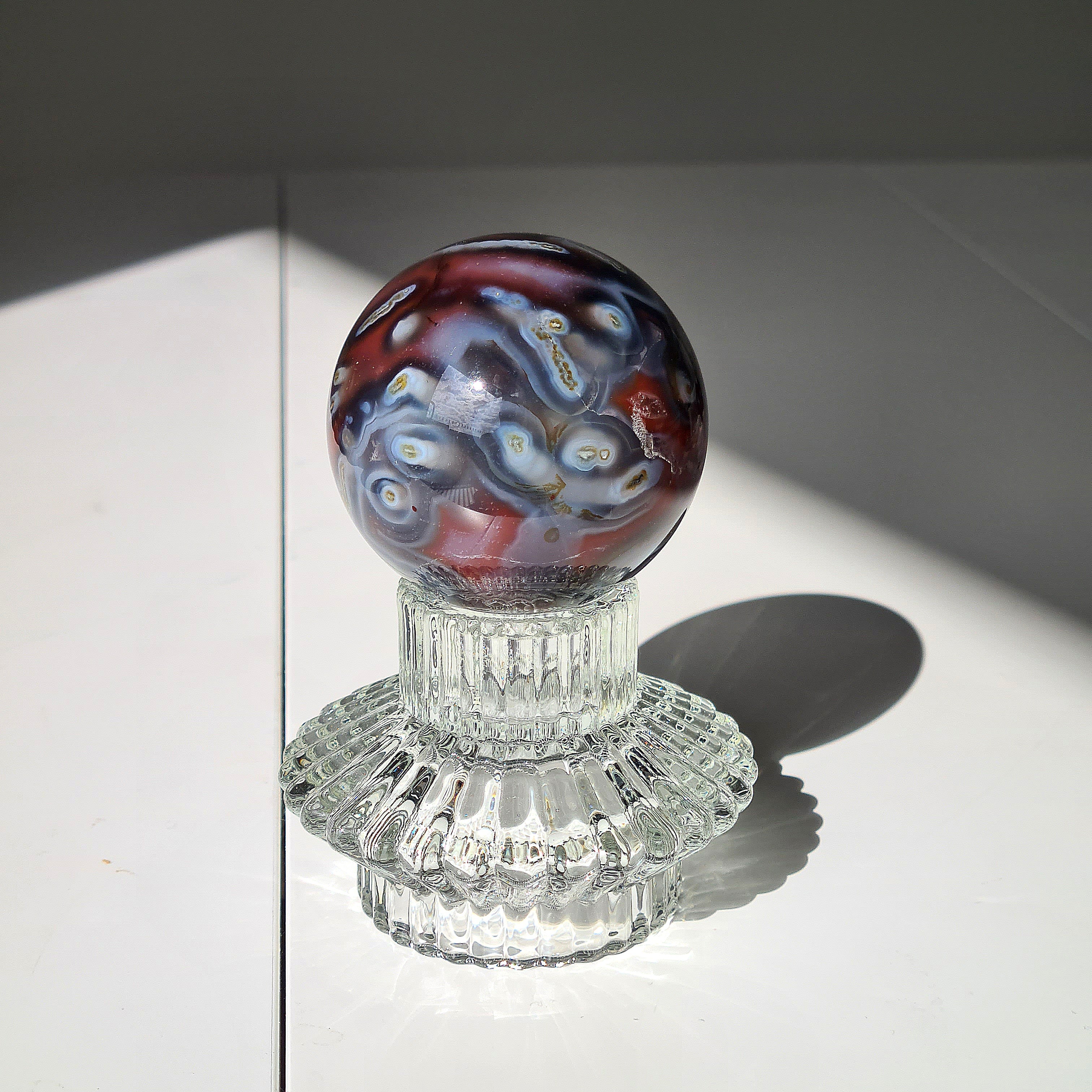 Swazi Agate Sphere with glass stand | D | 290 g | Appx 5.4cm