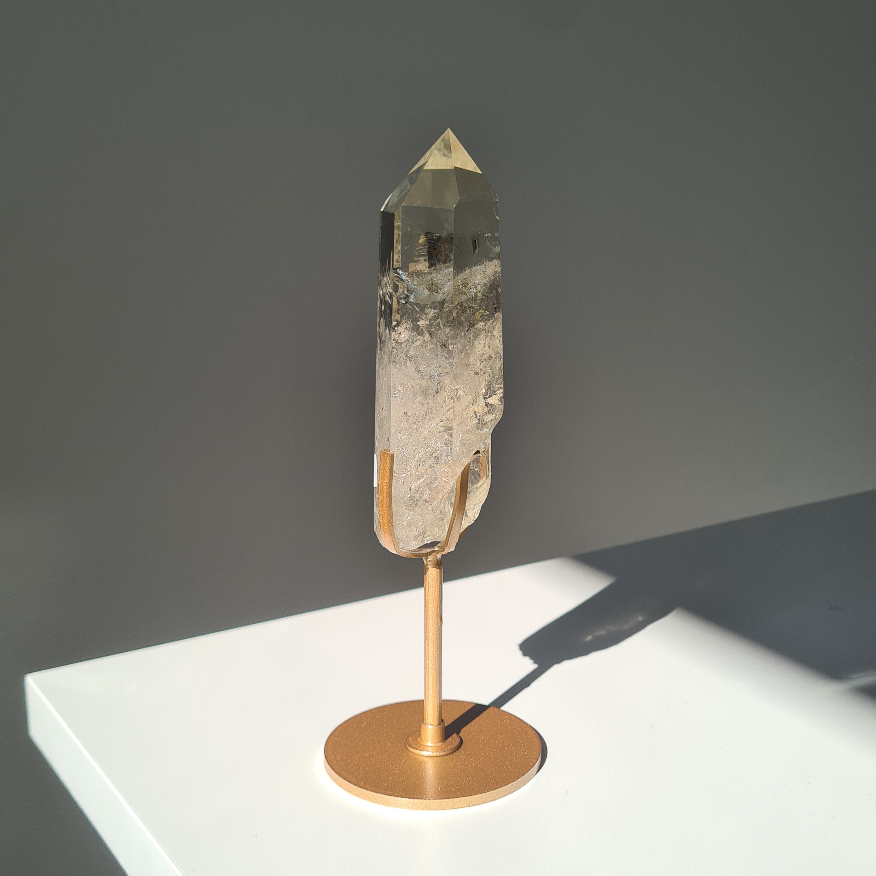 Citrine Crystal Wand With stand | Light Shade | C | Appx 19 cm tall including stand