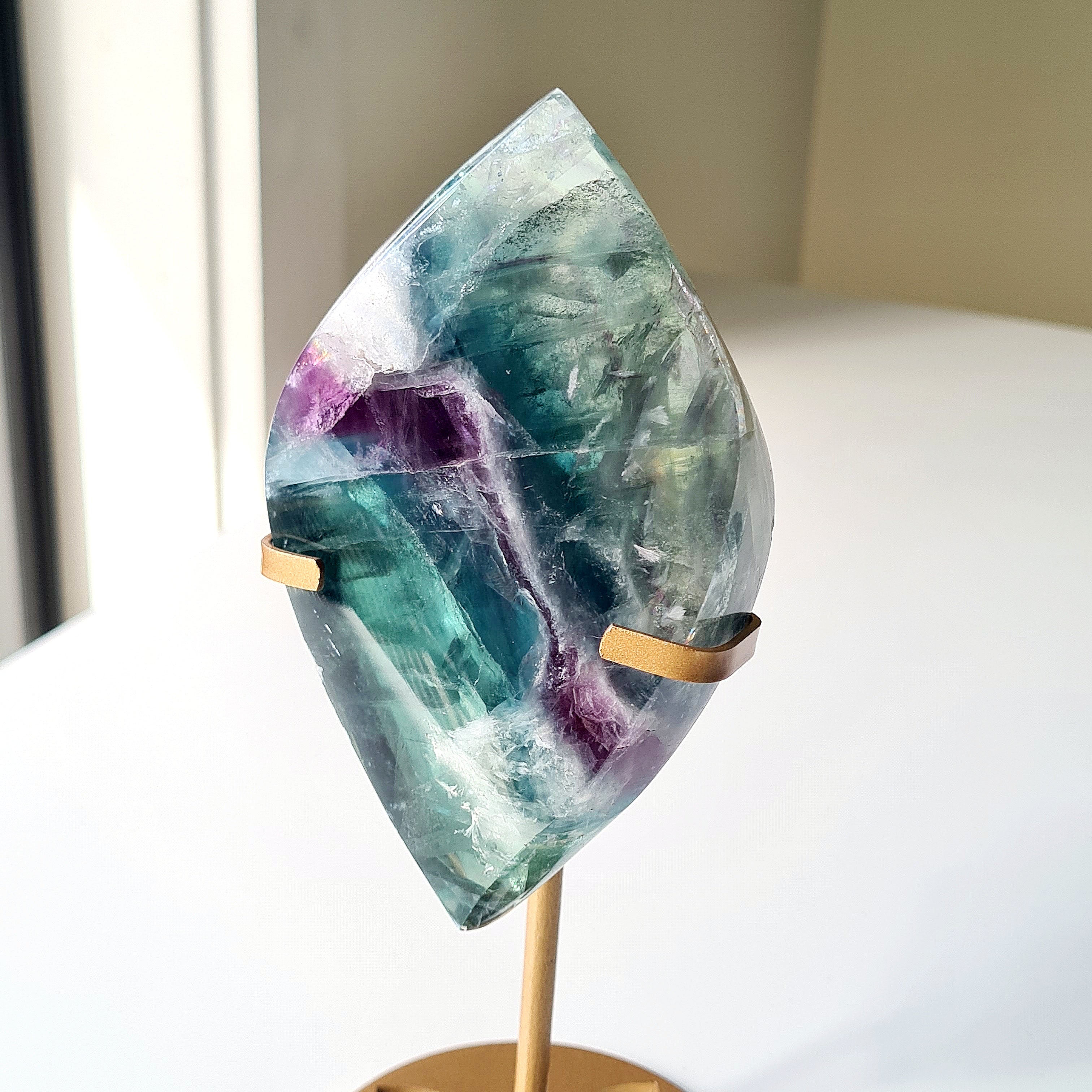 Dreamy Fluorite on Stand | Natural imperfections visible | More green in naked eyes | 19 Cm tall with stand