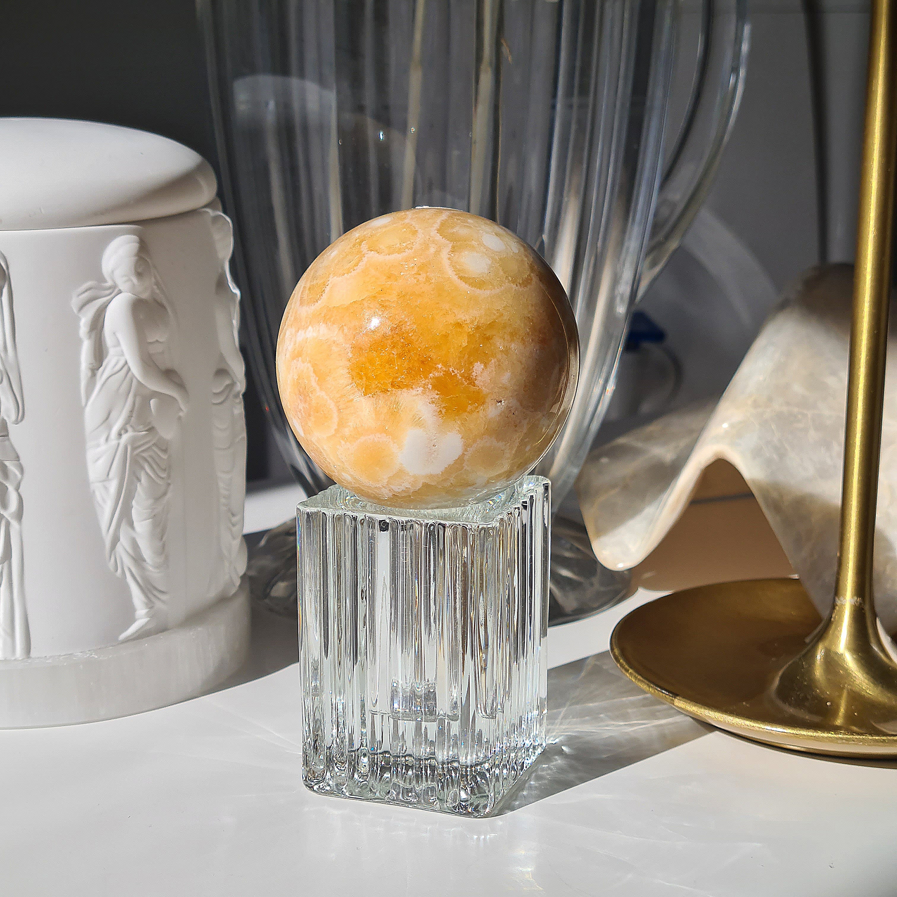Orange Calcite Sphere 🍊 |  279 g